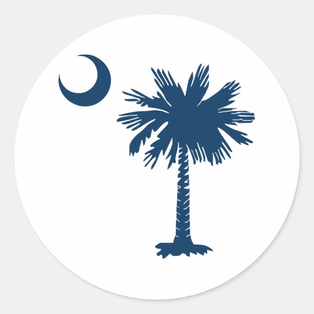 SC Palmetto & Crescent Classic Round Sticker (Front)