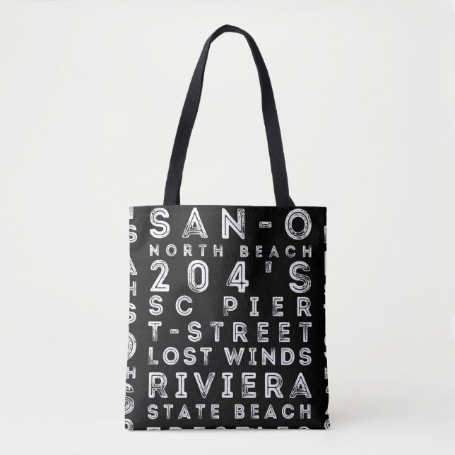 SC Surf Spots Black Tote (Front)