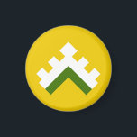 SCA Hartwood Magnet<br><div class="desc">"(Fieldless) A chevron embattled couped per chevron argent and vert." Background colour (shown yellow) can be changed on request.</div>