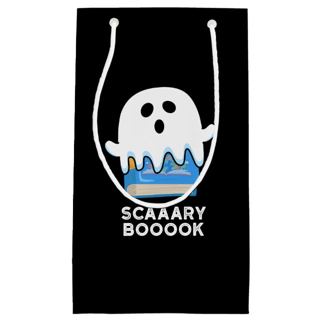 Scaaaary Booook Funny Ghost Book Pun Dark BG Small Gift Bag (Front)