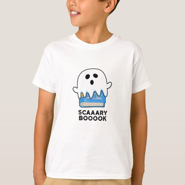 Scaaaary Booook Funny Ghost Book Pun  T-Shirt (Front)