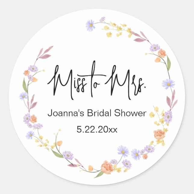 Scabiosa Wildflower Delicate Modern Bridal Shower Classic Round Sticker (Front)