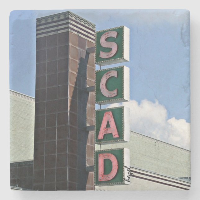 SCAD Savannah Marble Stone Coaster. Coaster (Front)