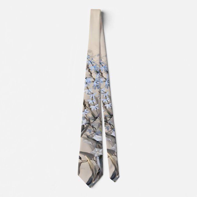 Scaevola Flower Drawings, Birthday Gift For Father Tie (Front)