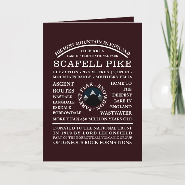 Scafell Pike, Mountain Expedition Information Card (Front)