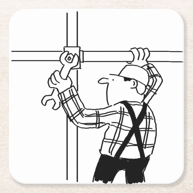 Scaffolder with Scaffolding Square Paper Coaster (Front)