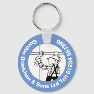 Scaffolders & Scaffolding Business Cartoon Keychain