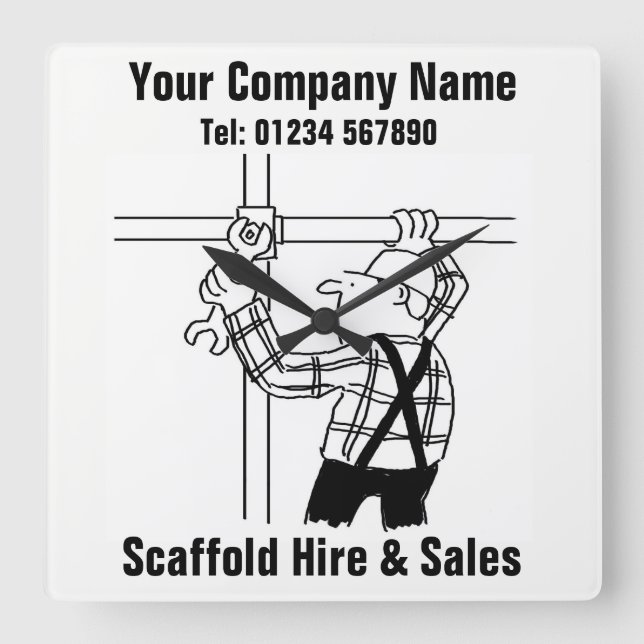 Scaffolding Hire and Sales Square Wall Clock (Front)