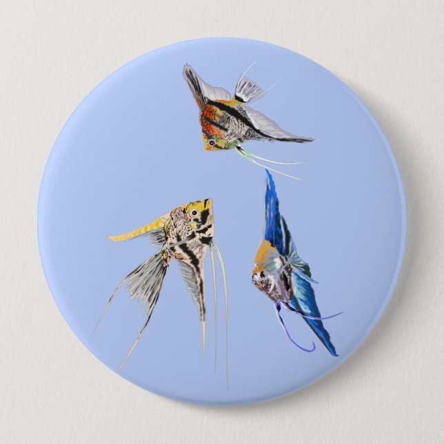 Scalar Fish 4 Inch Round Button (Front)