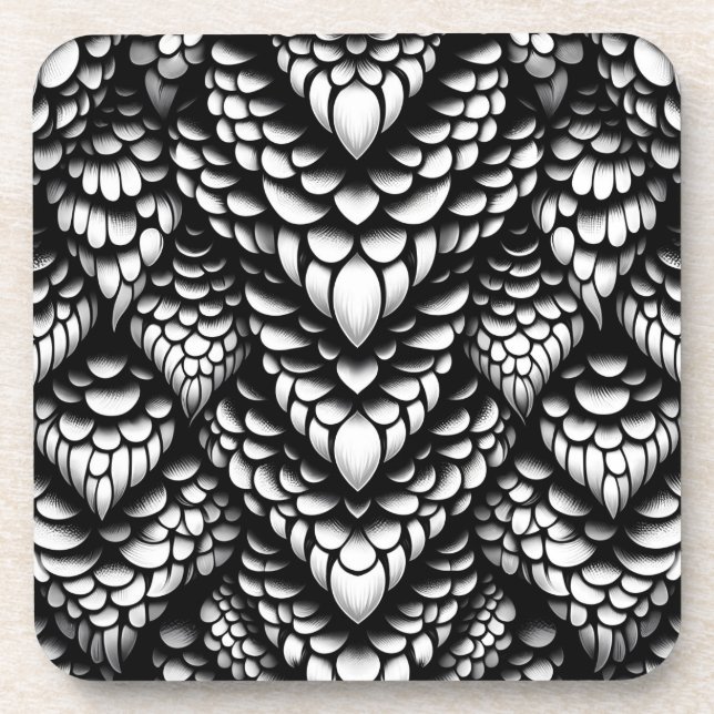 Scale Pattern Cork Back Coasters Set of 6 (Front)