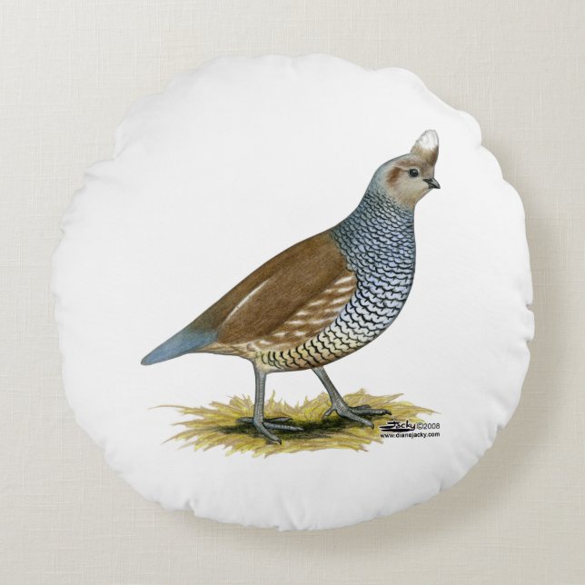 Scaled Quail Round Pillow (Front)