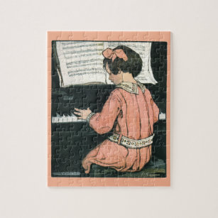 Scales by Jessie Willcox Smith, Piano Music Girl Jigsaw Puzzle