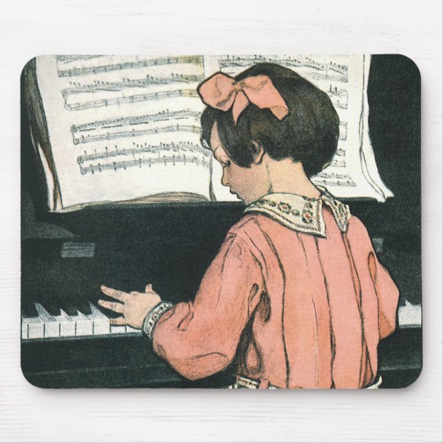 Scales by Jessie Willcox Smith, Piano Music Girl Mouse Pad (Front)