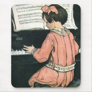 Scales by Jessie Willcox Smith, Piano Music Girl Mouse Pad