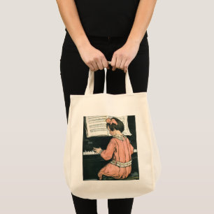 Scales by Jessie Willcox Smith, Piano Music Girl Tote Bag