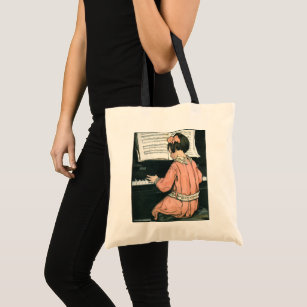 Scales by Jessie Willcox Smith, Piano Music Girl Tote Bag