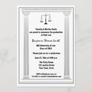 Scales, Columns, Law Graduate Annoucement Invitation