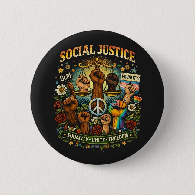 Scales of Justice 2 Inch Round Button (Front)