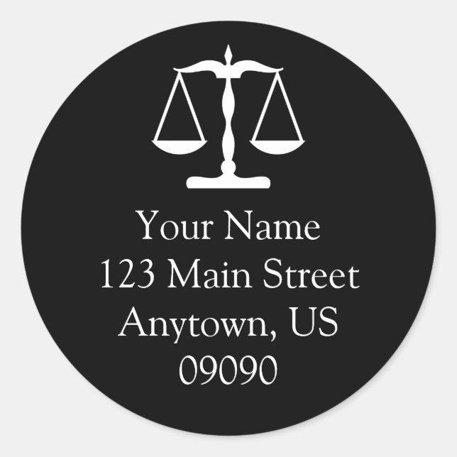 Scales Of Justice Address Label (Black) (Front)