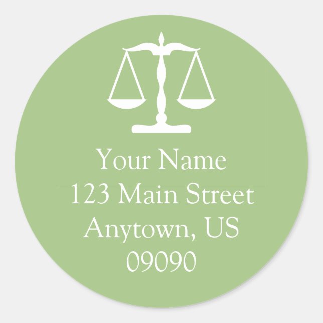 Scales Of Justice Address Label (Sage Green) (Front)