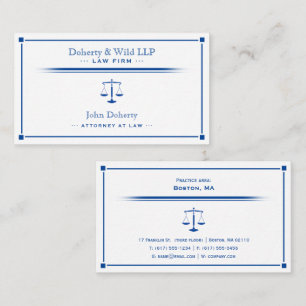 Scales of Justice ATTORNEY   Exclusive Deep Blue Business Card