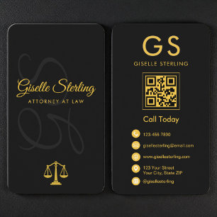 Scales of Justice Black Gold Attorney at Law Business Card