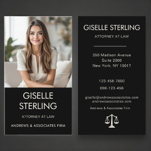 Scales of Justice Black White Lawyer Photo Business Card