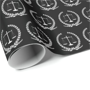 Scales of Justice   Black Wrapping Paper