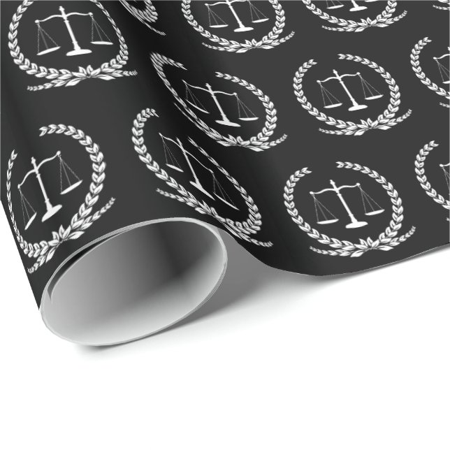 Scales of Justice | Black Wrapping Paper (Roll Corner)