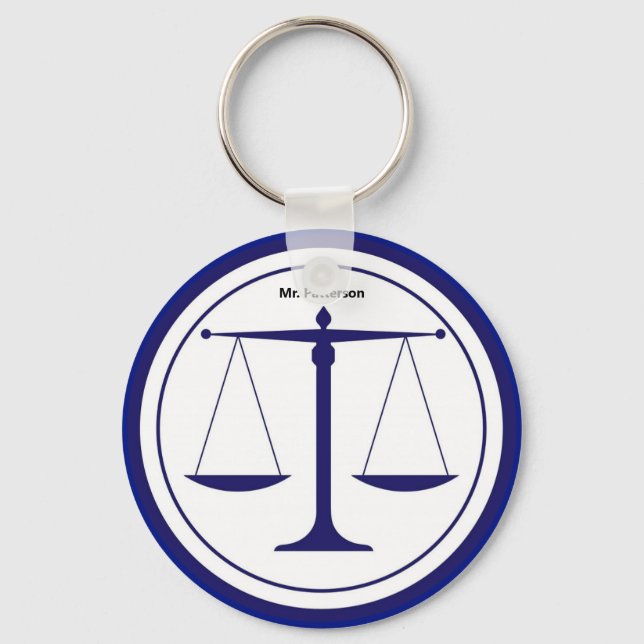 Scales of Justice Blue Custom Keychain (Front)