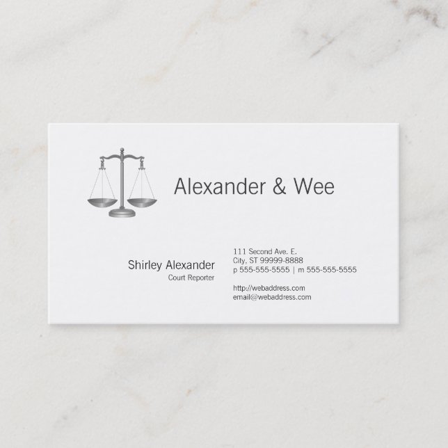 Scales of Justice Business Card (Front)