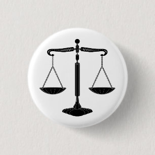 Scales of Justice   Classy 1 Inch Round Button