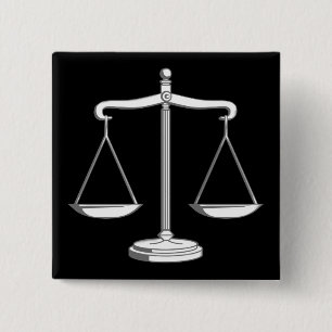 Scales of Justice   Classy 2 Inch Square Button