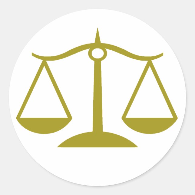 Scales of Justice - Gold Classic Round Sticker (Front)