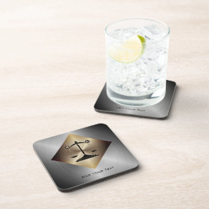 Scales Of Justice in Faux Gold & Silver Metallic Coaster