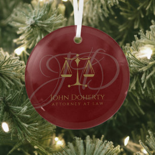 Scales of Justice Law Glass Ornament