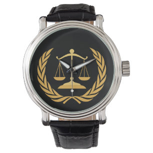 Scales of Justice   Law   Lawyer - Black & Gold Ke Watch