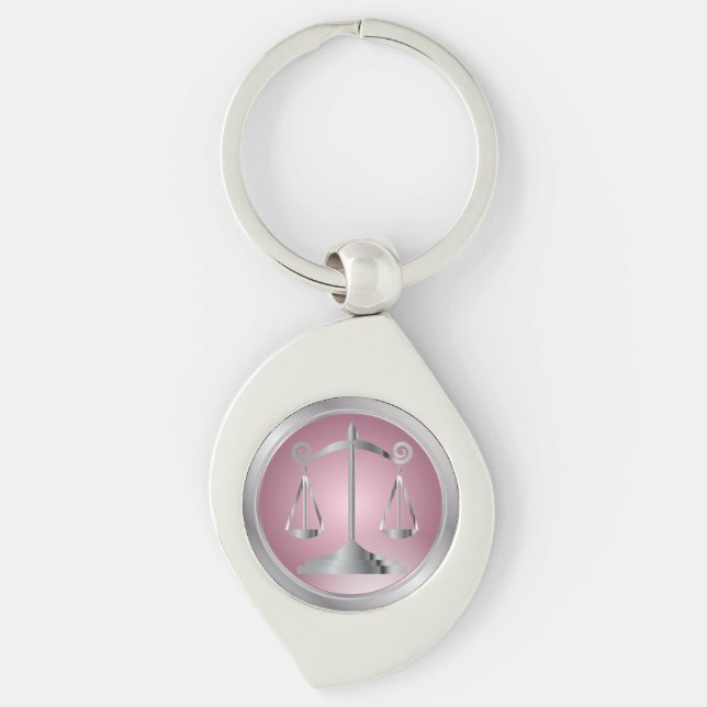 Scales of Justice | Law | Lawyer | Pink Keychain (Front)