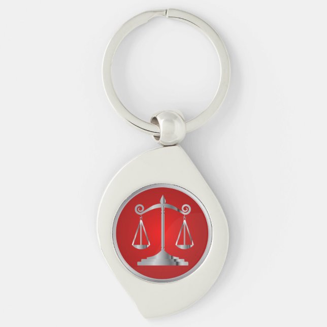 Scales of Justice | Law | Lawyer | Red Keychain (Front)