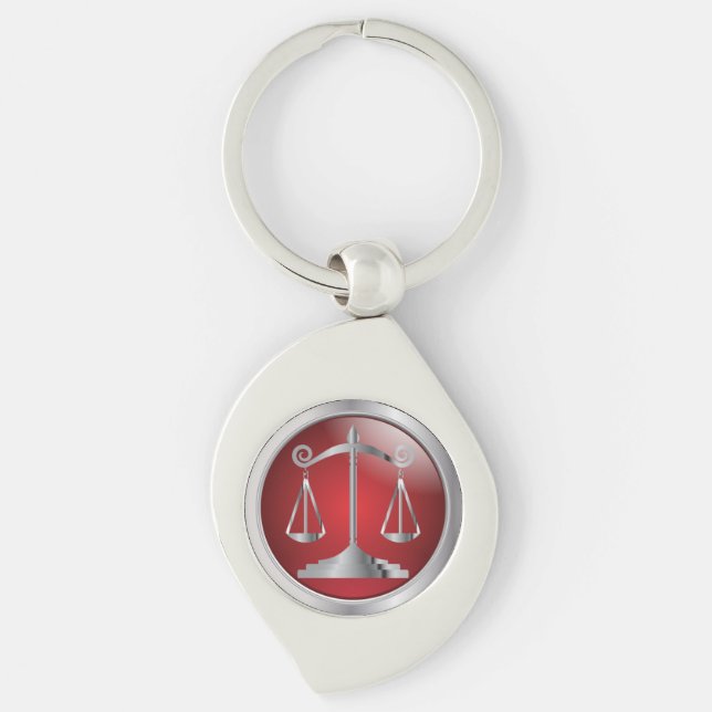 Scales of Justice | Law | Lawyer | Red Keychain (Front)