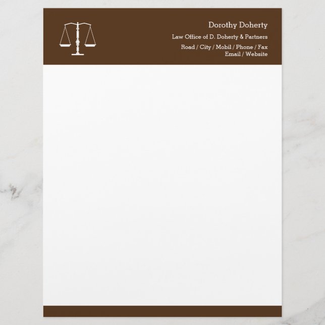 Scales of Justice LAW OFFICE Letterhead (Front)