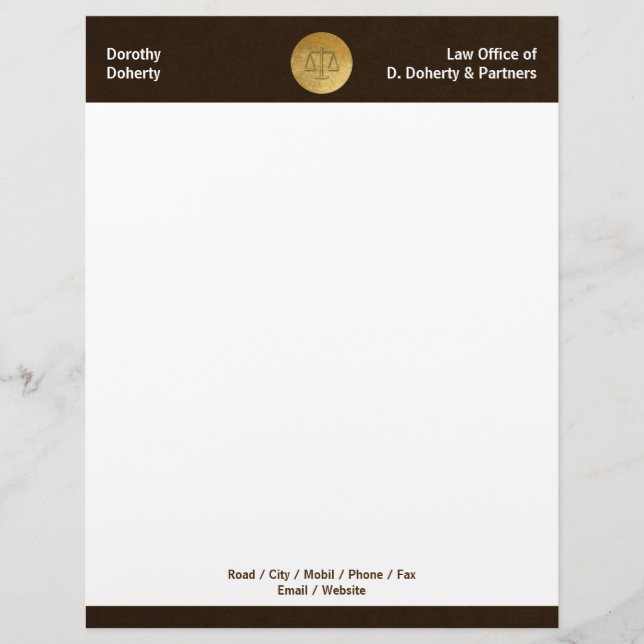 Scales of Justice LAW OFFICE Letterhead (Front)