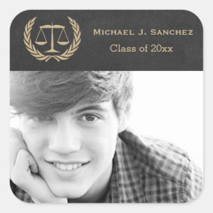 Scales of Justice Law School Grad Square Sticker
