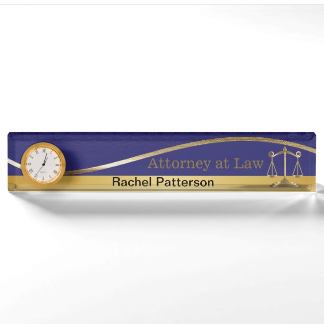 Scales of Justice | Lawyer | Blue & Gold Nameplate (Front)