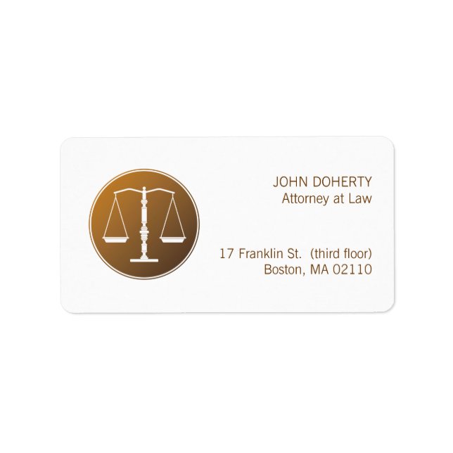 Scales of Justice | Lawyer Label (Front)