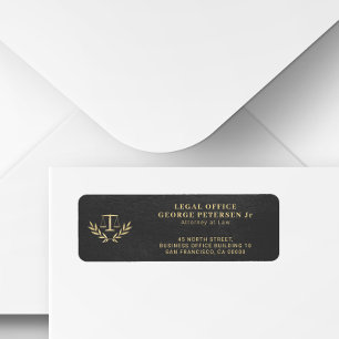 Scales of justice legal gold black return address