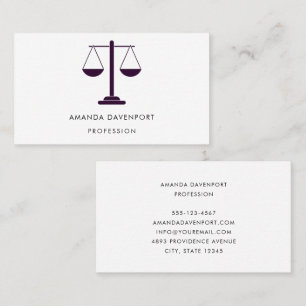 Scales of Justice Legal Services Symbol Business Card