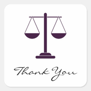 Scales of Justice Legal Services Symbol Thank You Square Sticker