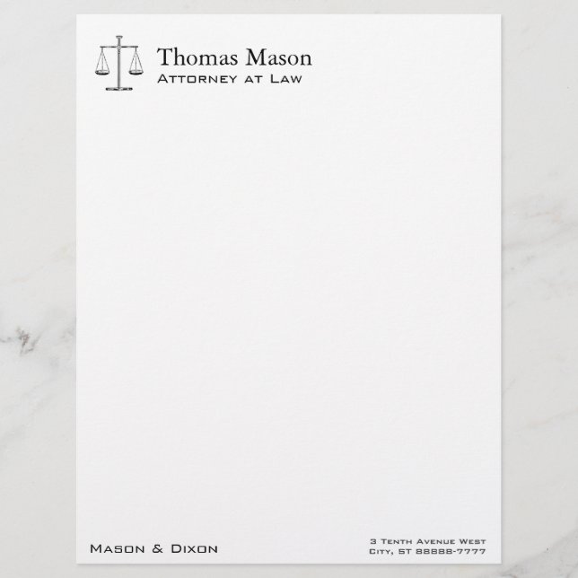 Scales of Justice Letterhead (Front)