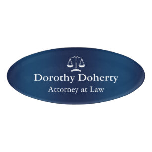Scales of Justice   Navy Blue Tone Name Tag